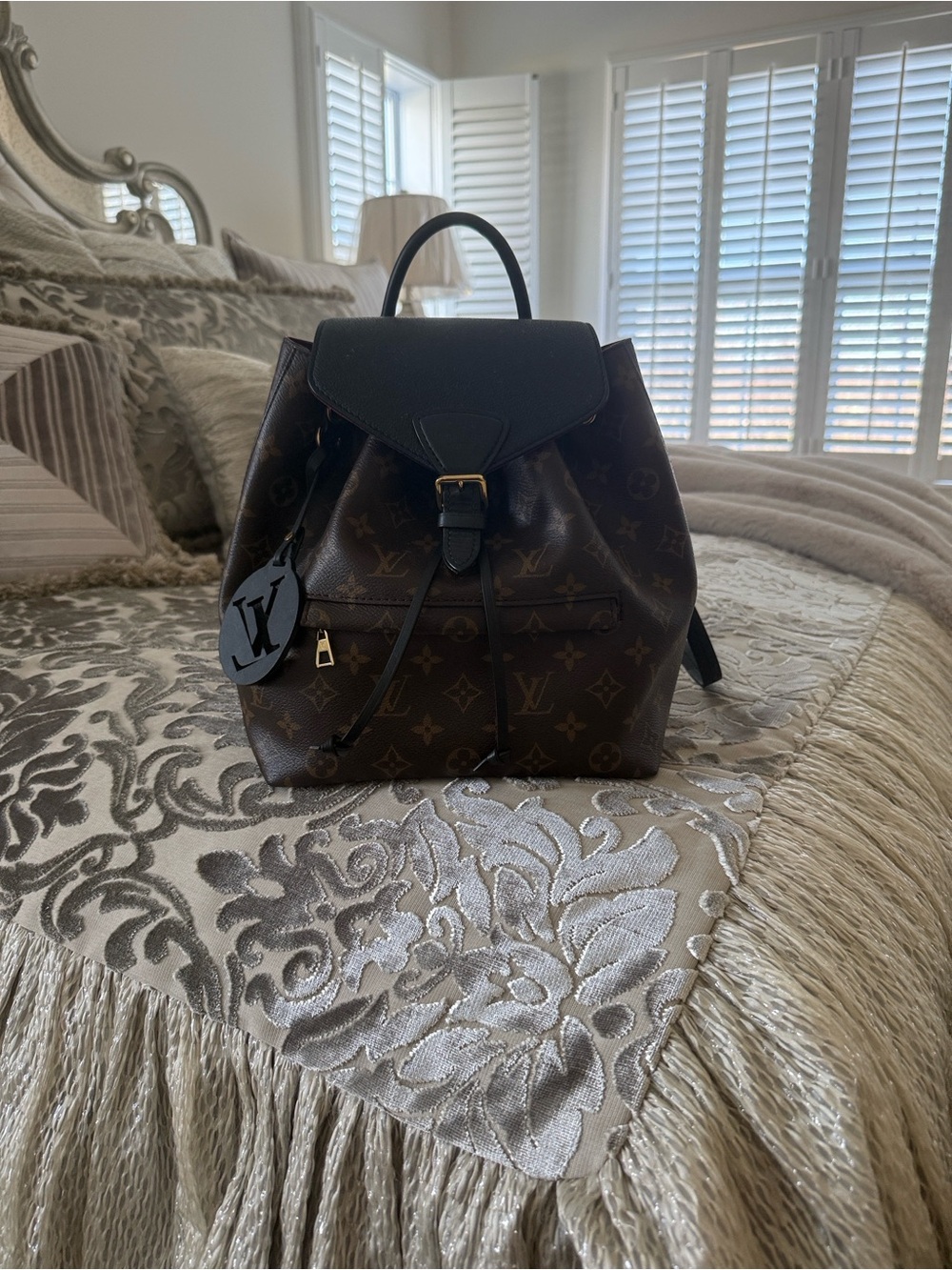 Louis Vuitton Monogram Canvas Backpack with Black Trim